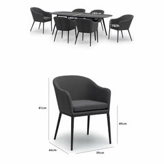 Harbour Lifestyle Luna 7 Piece Oval Ceramic Dining Set in Grey