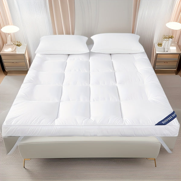 4 Inch/10cm Microfibre Mattress Topper 1100 GSM Heavy Fill Super Soft And Fluffy Hand Filled Single Double King Super All Sizes | Elasticized Corner Straps Fits Up to 30cm