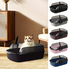 Extra Large Open Cat Litter Tray High Sided Deep Jumbo Rim Pan Box Loo Toilet Large Open Cat Litter Tray High Sided Deep Jumbo Pan Box Loo Toilet Cat Centre Extra Large High-Sided Cat Litter Box - Semi-Enclosed Design with High Walls for Cats & Rabbits, E