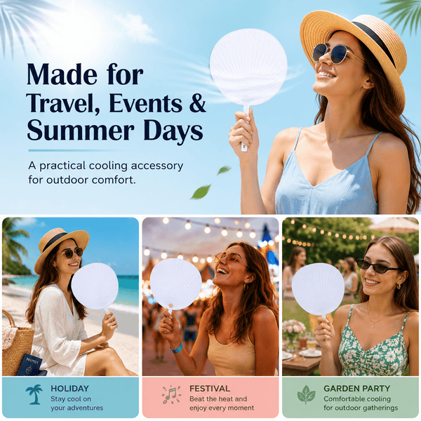A2Z Large Hand Fan Lightweight Flexible Cooling Fan Portable Manual Fan Wide Surface Design for Travel Outdoor Events Holidays Summer Everyday Use