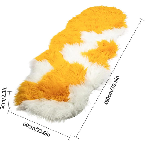 Fluffy Faux Sheepskin Rug 60 x 180 cm, Soft Shaggy Runner Rug for Bedroom and Living Room, Washable Non Slip Faux Fur Carpet