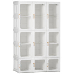 Portable Clothes Wardrobe for Bedroom, Foldable Clothes Organiser with Cube Storage, Hanging Rods, Magnet Doors, White, Modern Design, Modular Compartments, Magnetic Doors, Wrinkle-Free Hanging Space, Robust And Reliable