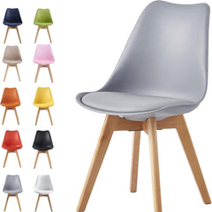 mcc direct 1Pcs Dining Chair Wooden Legs Soft Cushion Pad Stylish DELUXE Retro Lounge Dining Office EVA