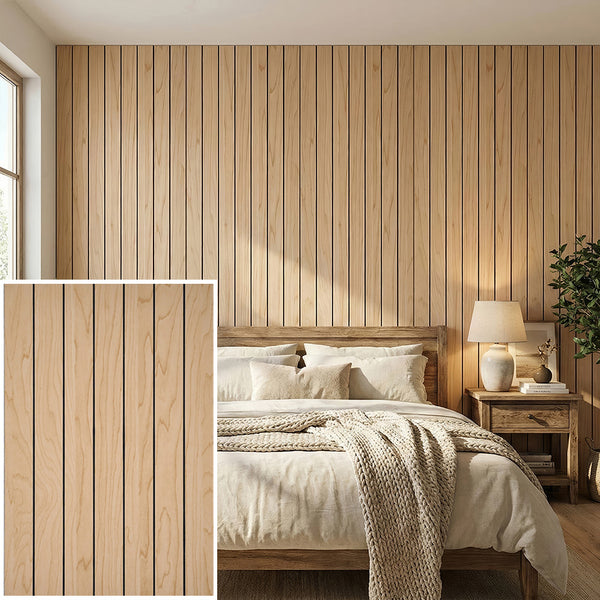 1pc 3D Imitation Wood Grain Grille Wall Panels, 300*40cm, Self-adhesive Vertical Stripe Wall Stickers, Peel and Stick, TV Background Decoration Stickers for Bedroom and Living Room, Kitchen and Bathroom Wall Renovation Stickers, Ideal for Renovating Livin