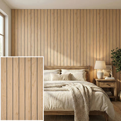 1pc 3D Imitation Wood Grain Grille Wall Panels, 300*40cm, Self-adhesive Vertical Stripe Wall Stickers, Peel and Stick, TV Background Decoration Stickers for Bedroom and Living Room, Kitchen and Bathroom Wall Renovation Stickers, Ideal for Renovating Livin