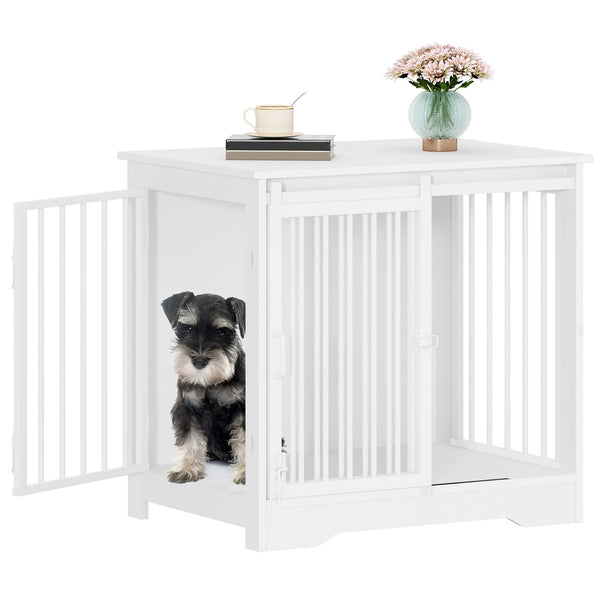 Hzuaneri 69cm Dog Crate, Furniture, Dog Kennel, 2 Doors, Modern Dog House, Suitable for Small and Medium Dogs, Side Table, Family Doghouse, 49 X 69 X 64.5cm, Rustic Brown