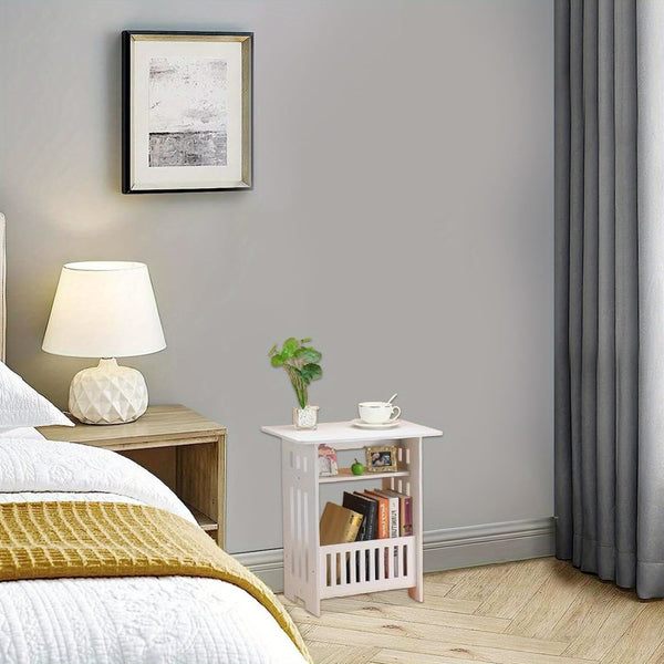 Modern Wooden Nightstand with Three Tiers, Measuring 49X46X29.5Cm, Suitable for Bedrooms, Living Rooms, And Hallways, Easy to Assemble, Can Also Serve As a Coffee Table