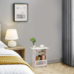 Modern Wooden Nightstand with Three Tiers, Measuring 49X46X29.5Cm, Suitable for Bedrooms, Living Rooms, And Hallways, Easy to Assemble, Can Also Serve As a Coffee Table
