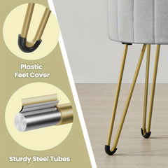 Storage Ottoman, Velvet Dressing Table Stool, 39 X 44.4 Cm (Dia. X H), Round Storage Stool Seat, 4 Metal Legs, For Dressing Room, Living Room, Bedroom