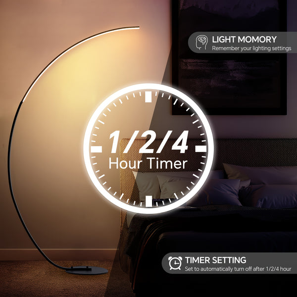 165.1 cm Arched Standing Floor Lamp with Remote - Dimmable Modern Reading Floor Lamps LED Color Changing Curved Ambient Lighting for Bedroom And Living Room