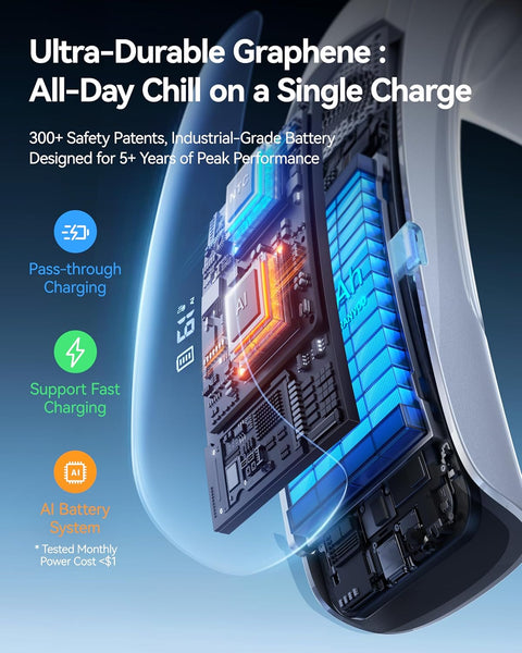 RANVOO AICE LITE MAX 2026 Real AC Cold Blast [No.1 Coolest & Most Durable] AI Neck Air Conditioner, Best Immersive Neck Cooler, 6000 Mah Rechargeable Neck Fan Blow Cold Air Gift for Mom Frosted Silver