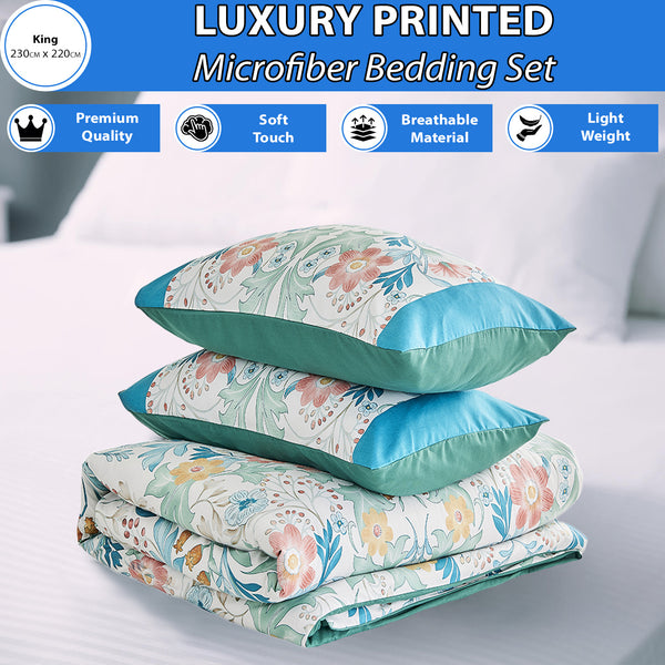 Microfiber Printed Bedding Set | Ultra Soft Duvet Quilt Cover Lightweight & Breathable Fabric | Elegant Patterned Design for Modern Bedrooms | Available in King Size | Machine Washable, Quick Dry & Long Lasting Comfort | LOCAL WAREHOUSE Dispatch | Trusted