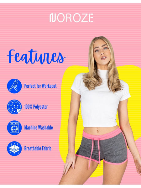 RUFEDGE Women'S Gym Fleck Hotpants Casual Summer Activewear Shorts Breathable Ladies Workout Running Fitness Short UK Sizes 8-18
