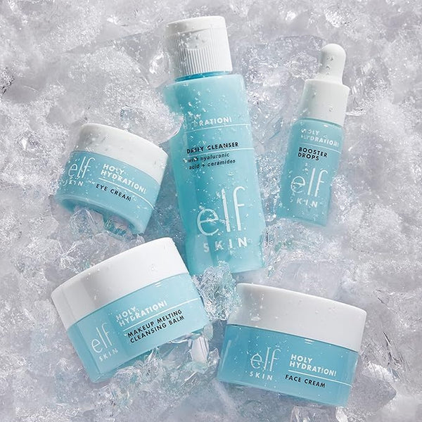 E.L.F. SKIN Hydrated Ever after Skincare Mini Kit, Cleanser, Makeup Remover, Moisturiser & Eye Cream for Hydrating Skin, Airplane-Friendly Sizes