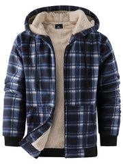 Men'S Heavyweight Fleece Hoodies Jacket - Full Zip Up Thick Sherpa Lined Flannel Plaid Shirt Jacket