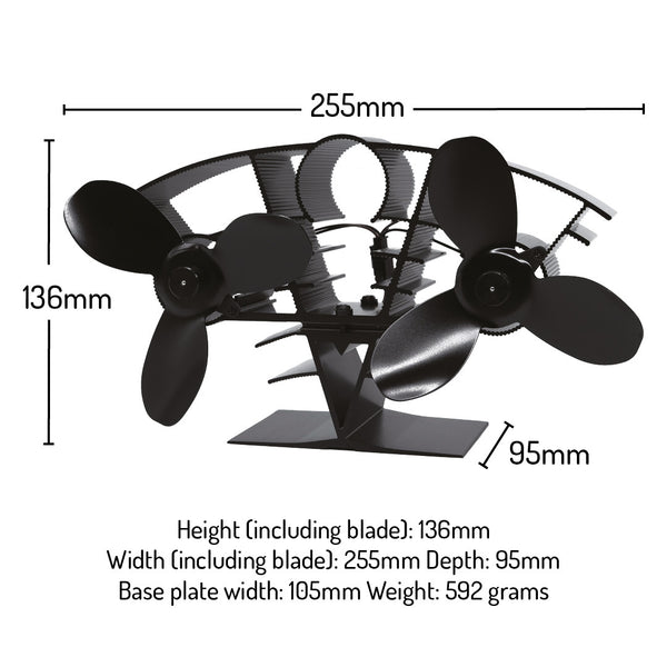 Valiant Whirlwind Heat Powered Stove Fan for Log Burners and Wood Stoves
