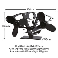 Valiant Whirlwind Heat Powered Stove Fan for Log Burners and Wood Stoves