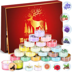 Izoel Candle Advent Calendar 2025 Women Adults, Tea Light Scented Candle Advent Calendar Clear Glass Tea Light Holder for Teenage Girls Ladies Christmas Candle Gift for Mom Wife Girlfriend