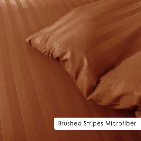Premium Hotel Quality Satin Stripe Duvet Cover Set Double with Pillowcases | Reversible Soft Quilt Bedding | Easy Care Breathable Luxury Quilt Cover