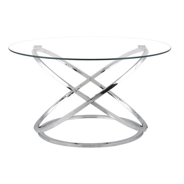 Round Abstract Chrome Effect Coffee Table In Silver Or Gold