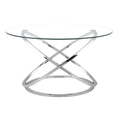 Round Abstract Chrome Effect Coffee Table In Silver Or Gold