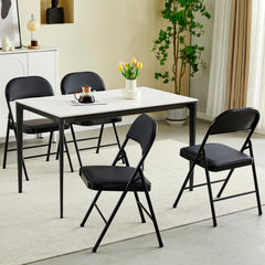 Set of 4 Folding Chairs, Faux Leather Foldable Chairs with Metal Frame and Padded Seat, Easy to Fold and Store for Home, Office, Dining and Reception