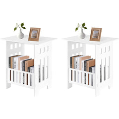 Small Side Table Side End Coffee Table Beside lamp Stand Nightstand Storage Shelf for Living Room Bedroom Bathroom Office Hallway White