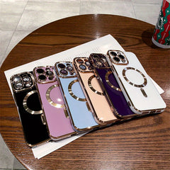 For Magsafe Luxury Magnetic Cases For iPhone 11 12 13 14 15 Pro Max 15 Plus Wireless Charge Case Plating Cover Phone Accessories