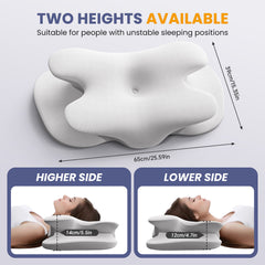 Cervical Neck Pillows for Neck and Shoulder, Odorless Memory Foam Pillow with Cooling Silk Case, Orthopedic Pillow Neck Support - Gray