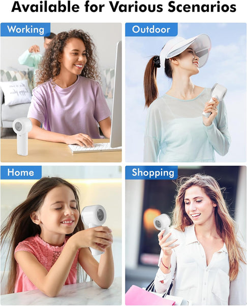 WHATOOK Handheld Fan, 2024 Powerful High Speed Cooling Turbo Mini Fan with LED Display, 5 Speeds USB Rechargeable Portable Fans, 2H Fast Charging, Personal Small Stylish Travel Fan for Woman Outdoor
