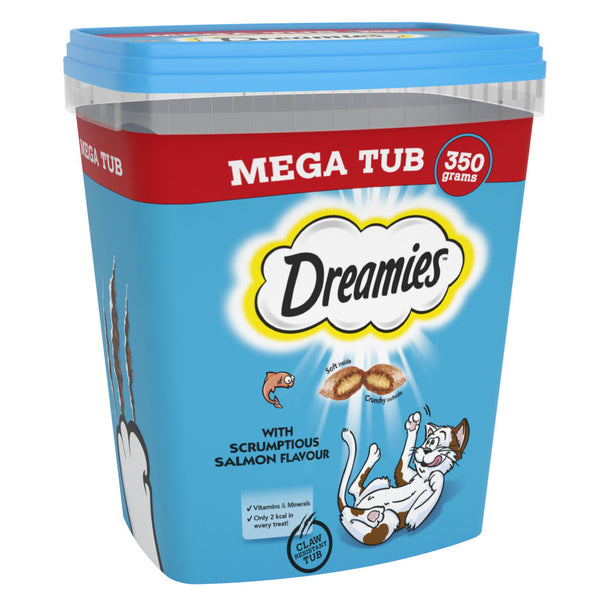4 x 350g Dreamies Adult Cat Treats Mega Tubs Salmon Cat Biscuits (1.4kg)