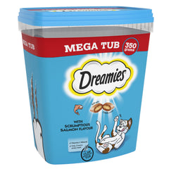 4 x 350g Dreamies Adult Cat Treats Mega Tubs Salmon Cat Biscuits (1.4kg)