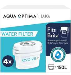 Aqua Optima Evolve+ Water Filter Cartridges 3 Pack - Fits Brita Jugs & Alternative for Maxtra Filters* - Reduces Limescale, Chlorine and Other Impurities - by LAICA (Packaging May Vary)