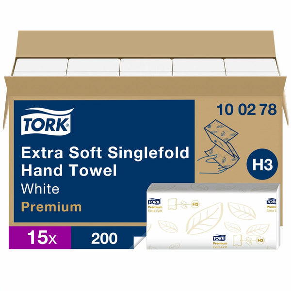 Tork Extra Soft Singlefold Premium Hand Towels, 15 X 200 Sheets