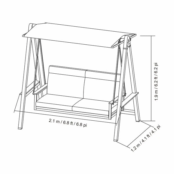Sunvilla Pine Knoll 2 Seater Cushioned Patio Swing with Canopy