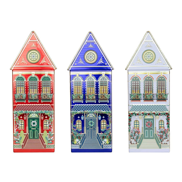 The Silver Crane Co Winter Festive Houses Speculoos Cookies, 345G in 3 colors