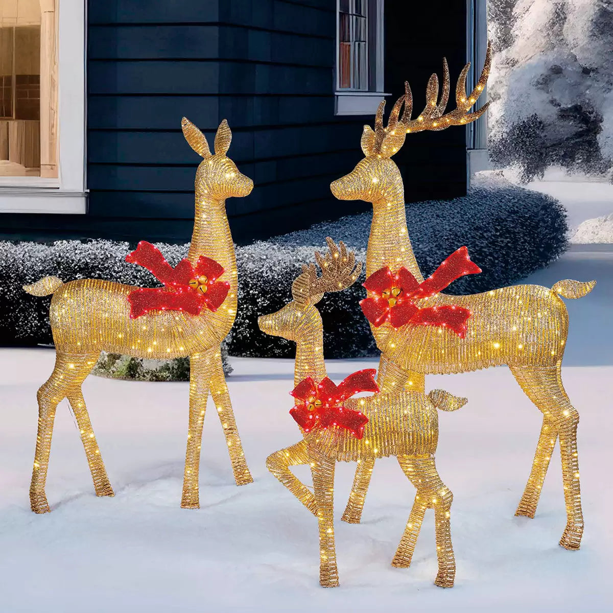 6ft (1.8m) Deer family Set of 3 with LED Lights