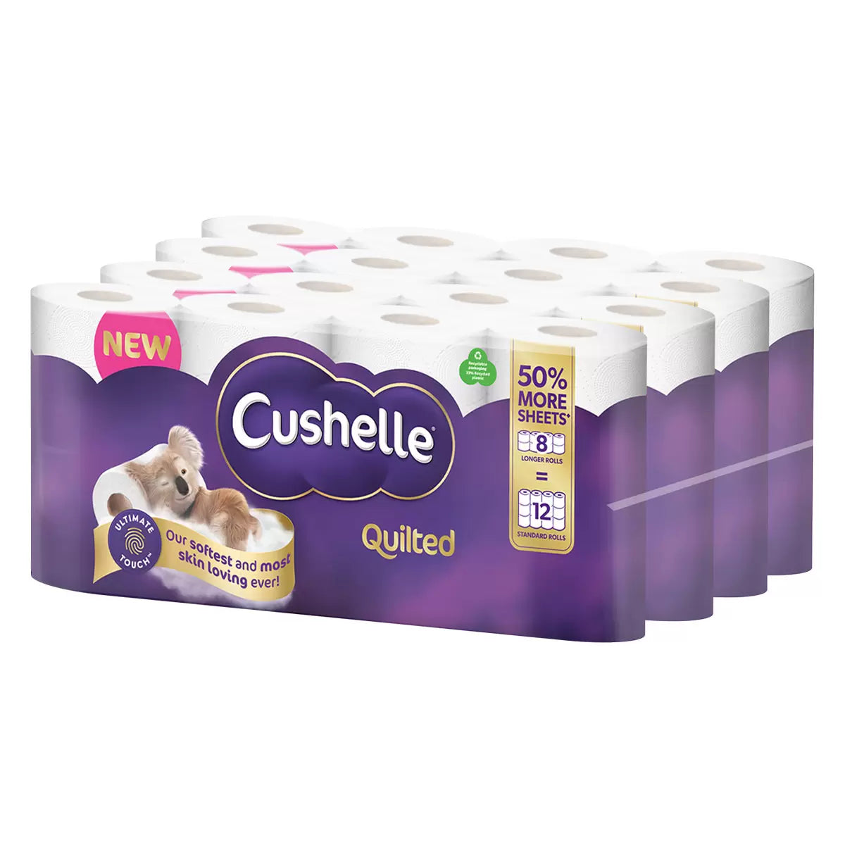 Cushelle Quilted 3-Ply Longer Rolls Toilet Tissue, 8 x 8 Pack (472 Sheets)