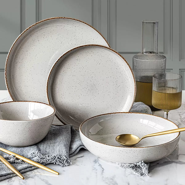 Over & Back Stoneware Dinnerware Set, 16 Piece in 4 Colours