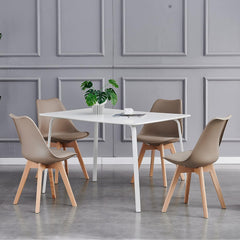 mcc direct Set of 2 Dining Chairs Wooden Legs Soft Cushion Pad Stylish DELUXE Retro Lounge Dining Office EVA