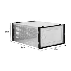 Pack of 12 Stackable Shoe Boxes Shoe Storage Organisers, Sturdy & Durable, Space Saving, Shoe Organizer Containers with Lids for Women/Men, Ideal for Entryway, Closet, Living Room, Bedroom, Office, Dorm, Fit Up To UK Size 9.5, 23x33x14cm