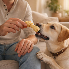 Pure Breed 2 Pack Knotted Rawhide Dog Chew Bones | Long Lasting Dog Chew Treats | High Protein Low Fat Dog Snacks | Puppy & Adult Dog Chew Bones for Indoor or Outdoor Use