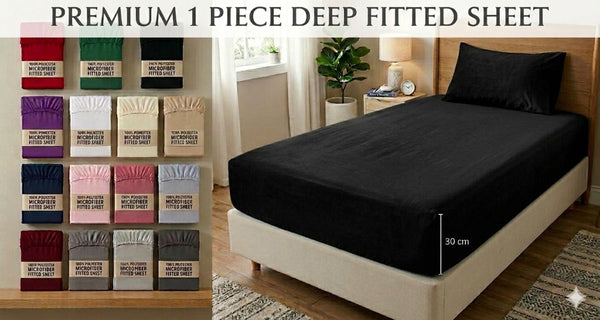 Extra Deep Fitted Sheets 30cm deep pocket with Elastic Cornes For Perfect Mattress Fit, Available in Single,Double, King,& SuperKing Size