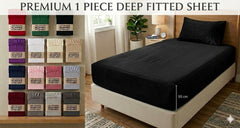 Extra Deep Fitted Sheets 30cm deep pocket with Elastic Cornes For Perfect Mattress Fit, Available in Single,Double, King,& SuperKing Size