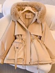 [Winter Coat Women] Women's Parka Autumn And Winter 2025 New Slim Parka, Fashionable And Versatile Plush One-piece Coat, Solid Color Daily Casual Style, Elegant Temperament Style, Comfortable And Warm to Wear, Halloween And Christmas Clothes Women