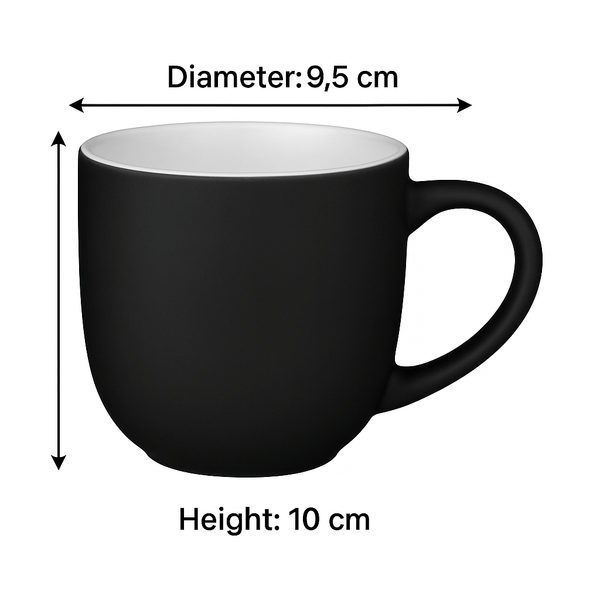Set of 4 Black Gloss Tea & Coffee Mugs – 350ml Ceramic Cups Kitchenware