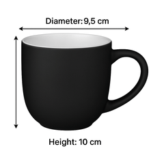 Set of 4 Black Gloss Tea & Coffee Mugs – 350ml Ceramic Cups Kitchenware