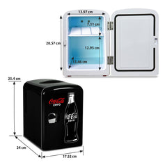 Coca Cola 4L Mini Fridge Coke Zero 6 Can Portable 12V Cooler / Warmer in Black