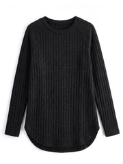 Ladies' Basic Long-Sleeve Sweater, Loose-Fit Top with Elegant Crew Neck.