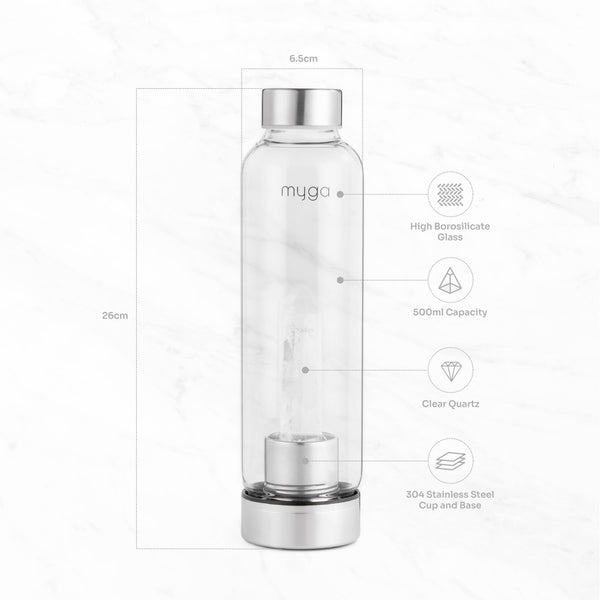 Crystal-Infused Water Bottle – 7200ml Premium Steel & Glass Hydration Bottle with Natural Healing Stones for Stress Relief, Mental Clarity & Spiritual Wellness